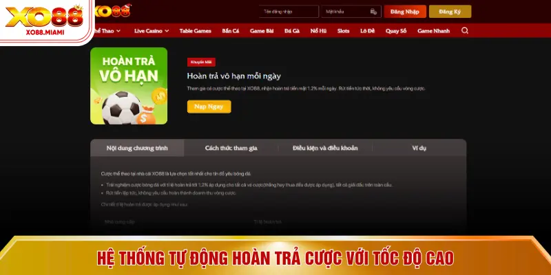 Hệ thống tự động hoàn trả cược với tốc độ cao